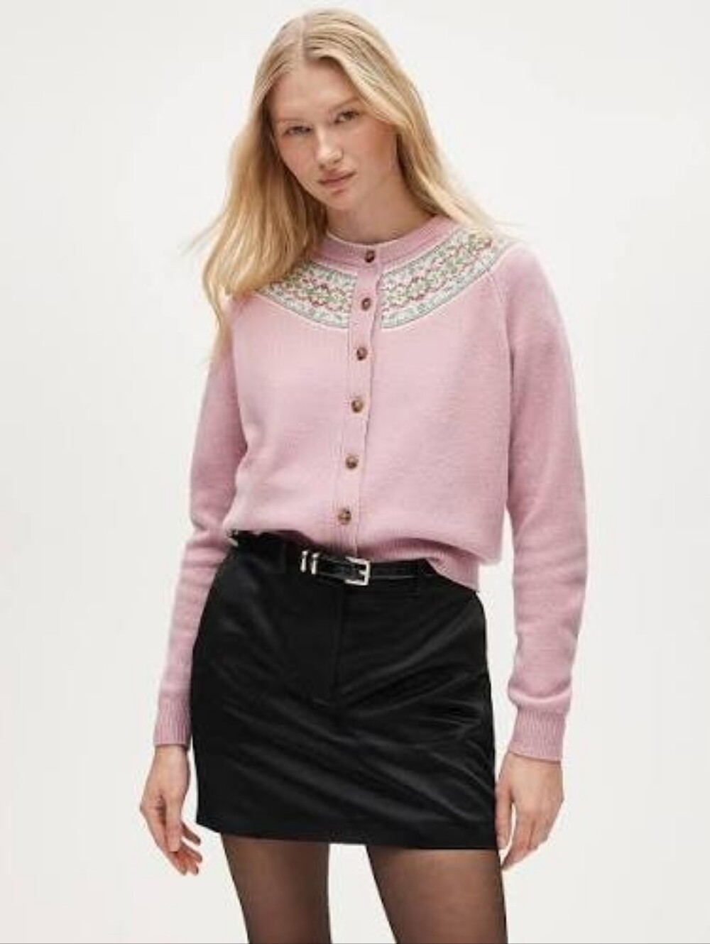 J.Crew Classic Fair Isle Cardigan Vintage Wool Pink Lambswool Sweater Medium NWT